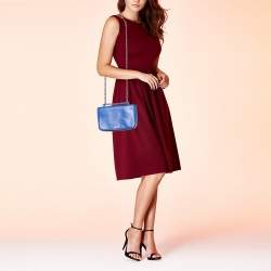 Pre Owned Tory Burch Blue Leather Robinson Shoulder Bag