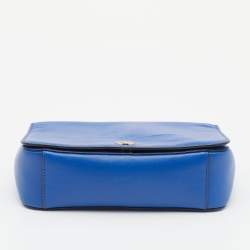 Pre Owned Tory Burch Blue Leather Robinson Shoulder Bag