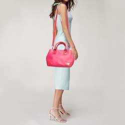 Pre Owned Tory Burch Pink Patent and Leather Zip Tote