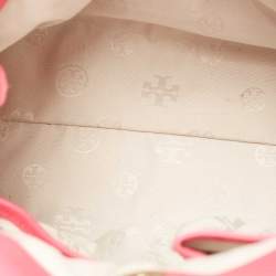Pre Owned Tory Burch Pink Patent and Leather Zip Tote