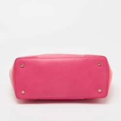 Pre Owned Tory Burch Pink Patent and Leather Zip Tote