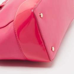 Pre Owned Tory Burch Pink Patent and Leather Zip Tote