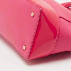 Pre Owned Tory Burch Pink Patent and Leather Zip Tote