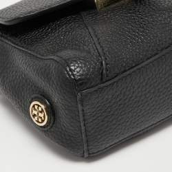 Pre Owned Tory Burch Black Leather Mini 797 Top Handle Bag