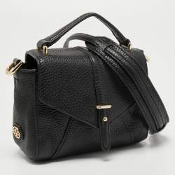 Pre Owned Tory Burch Black Leather Mini 797 Top Handle Bag