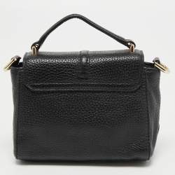 Pre Owned Tory Burch Black Leather Mini 797 Top Handle Bag