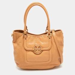 Pre Owned Tory Burch Beige Leather Amanda Tote