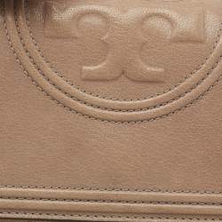 Pre Owned Tory Burch Beige Leather Fleming Shoulder Bag