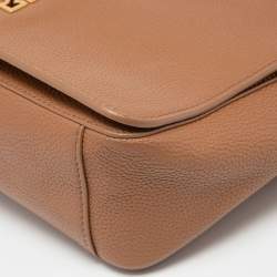 Pre Owned Tory Burch Brown Leather Britten Flap Crossbody Bag