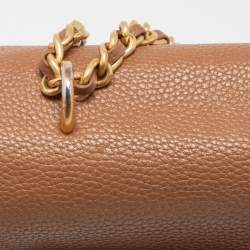 Pre Owned Tory Burch Brown Leather Britten Flap Crossbody Bag