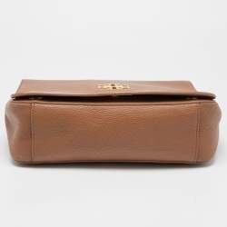 Pre Owned Tory Burch Brown Leather Britten Flap Crossbody Bag