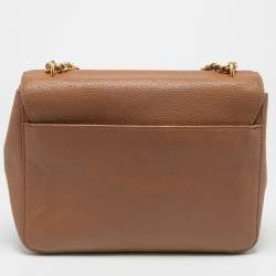 Pre Owned Tory Burch Brown Leather Britten Flap Crossbody Bag