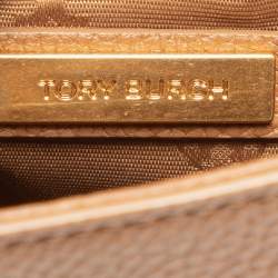 Pre Owned Tory Burch Brown Leather Britten Flap Crossbody Bag