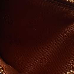 Pre Owned Tory Burch Brown Saffiano Leather Miller Top Zip Card Case