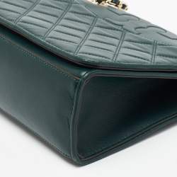 Pre Owned Tory Burch Green Quilted Leather Fleming Shoulder Bag