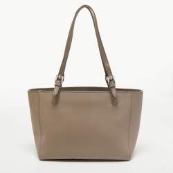 Pre Owned Tory Burch Grey Saffiano Leather York Buckle Tote