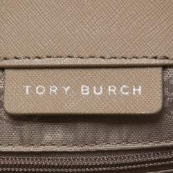 Pre Owned Tory Burch Grey Saffiano Leather York Buckle Tote