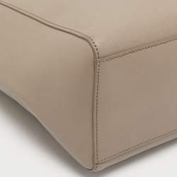 Pre Owned Tory Burch Grey Saffiano Leather York Buckle Tote