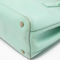 Pre Owned Tory Burch Light Green Leather Robinson Double Zip Tote