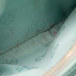 Pre Owned Tory Burch Light Green Leather Robinson Double Zip Tote