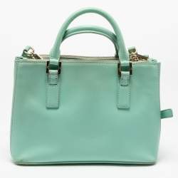 Pre Owned Tory Burch Light Green Leather Robinson Double Zip Tote