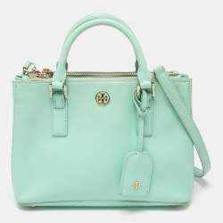 Tory Burch Green Leather Robinson Small Top Handle Bag Tory Burch