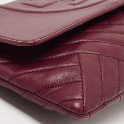 Pre Owned Tory Burch Burgundy Leather Alexa Chain Clutch
