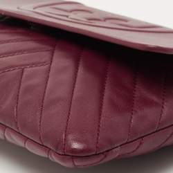 Pre Owned Tory Burch Burgundy Leather Alexa Chain Clutch
