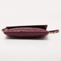 Pre Owned Tory Burch Burgundy Leather Alexa Chain Clutch