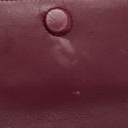 Pre Owned Tory Burch Burgundy Leather Alexa Chain Clutch