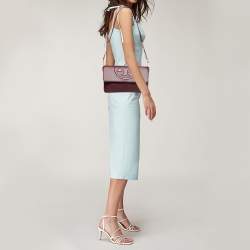 Pre Owned Tory Burch Burgundy Leather Alexa Chain Clutch