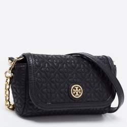 Pre Owned Tory Burch Black Quilted Leather Small Bryant Crossbody Bag