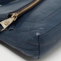 Pre Owned Tory Burch Blue Leather Foldover Crossbody Bag