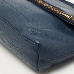 Pre Owned Tory Burch Blue Leather Foldover Crossbody Bag