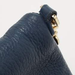 Pre Owned Tory Burch Blue Leather Foldover Crossbody Bag