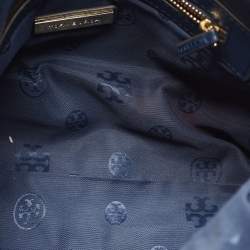 Pre Owned Tory Burch Blue Leather Foldover Crossbody Bag