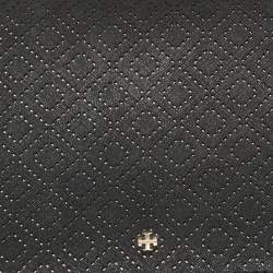 Pre Owned Tory Burch Black Perforated Leather Bryant Flap Shoulder Bag