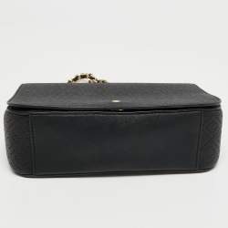 Pre Owned Tory Burch Black Perforated Leather Bryant Flap Shoulder Bag