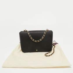 Pre Owned Tory Burch Black Perforated Leather Bryant Flap Shoulder Bag