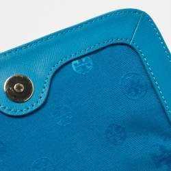 Pre Owned Tory Burch Teal Blue Saffiano Leather Robinson Flap Shoulder Bag