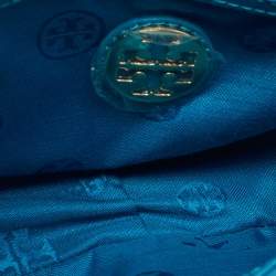 Pre Owned Tory Burch Teal Blue Saffiano Leather Robinson Flap Shoulder Bag