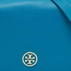 Pre Owned Tory Burch Teal Blue Saffiano Leather Robinson Flap Shoulder Bag