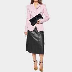 Pre Owned Tory Burch Black Leather Reva Flap Clutch