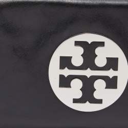 Pre Owned Tory Burch Black Leather Reva Flap Clutch