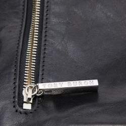 Pre Owned Tory Burch Black Leather Reva Flap Clutch