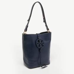 Pre Owned Tory Burch Dark Blue Leather Miller Hobo
