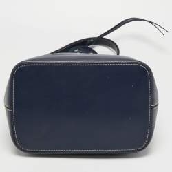 Pre Owned Tory Burch Dark Blue Leather Miller Hobo