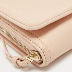 Pre Owned Tory Burch Peach Leather Thea Flap Crossbody Bag