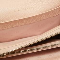 Pre Owned Tory Burch Peach Leather Thea Flap Crossbody Bag