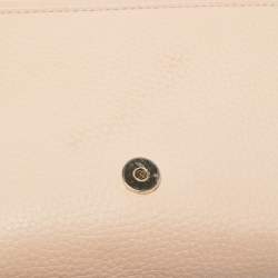 Pre Owned Tory Burch Peach Leather Thea Flap Crossbody Bag